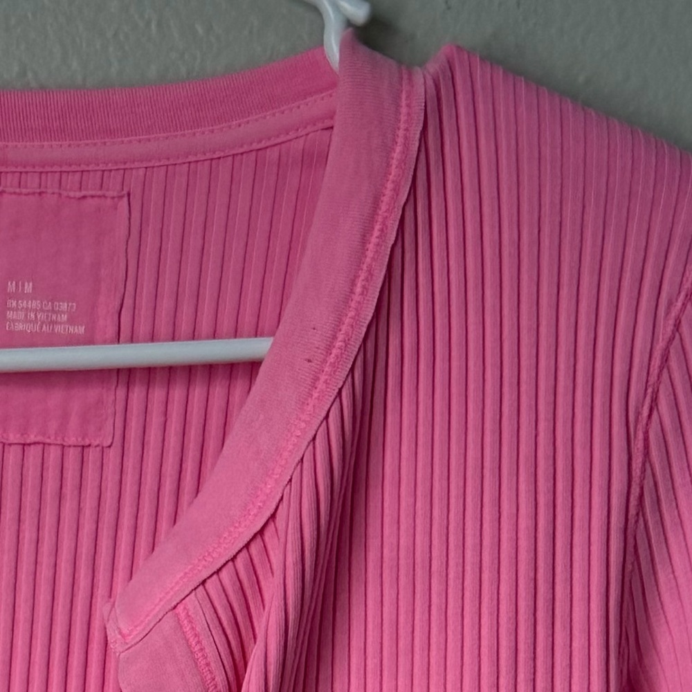 Aerie Vibrant Pink Ribbed Long Sleeve Tee - Picture 6 of 6